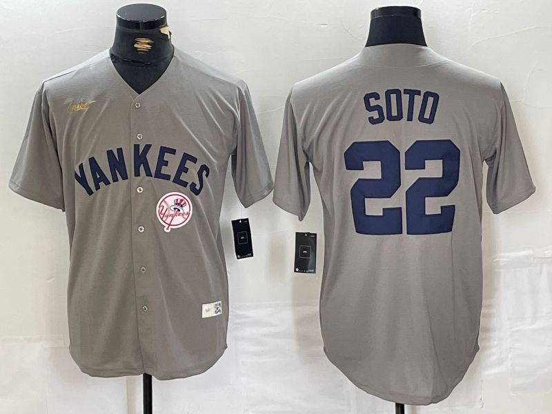 Men New York Yankees #22 Soto Grey Throwback Nike Game 2024 MLB Jersey style 10->new york yankees->MLB Jersey